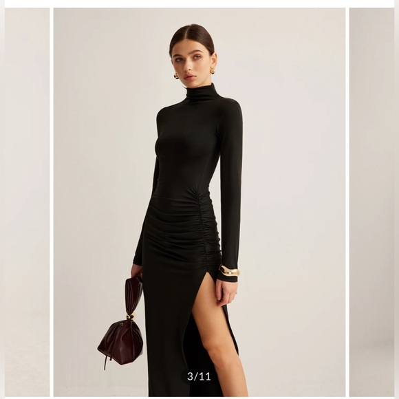 Commense Dresses & Skirts - Commense Black Long Sleeve Dress with Side Slit